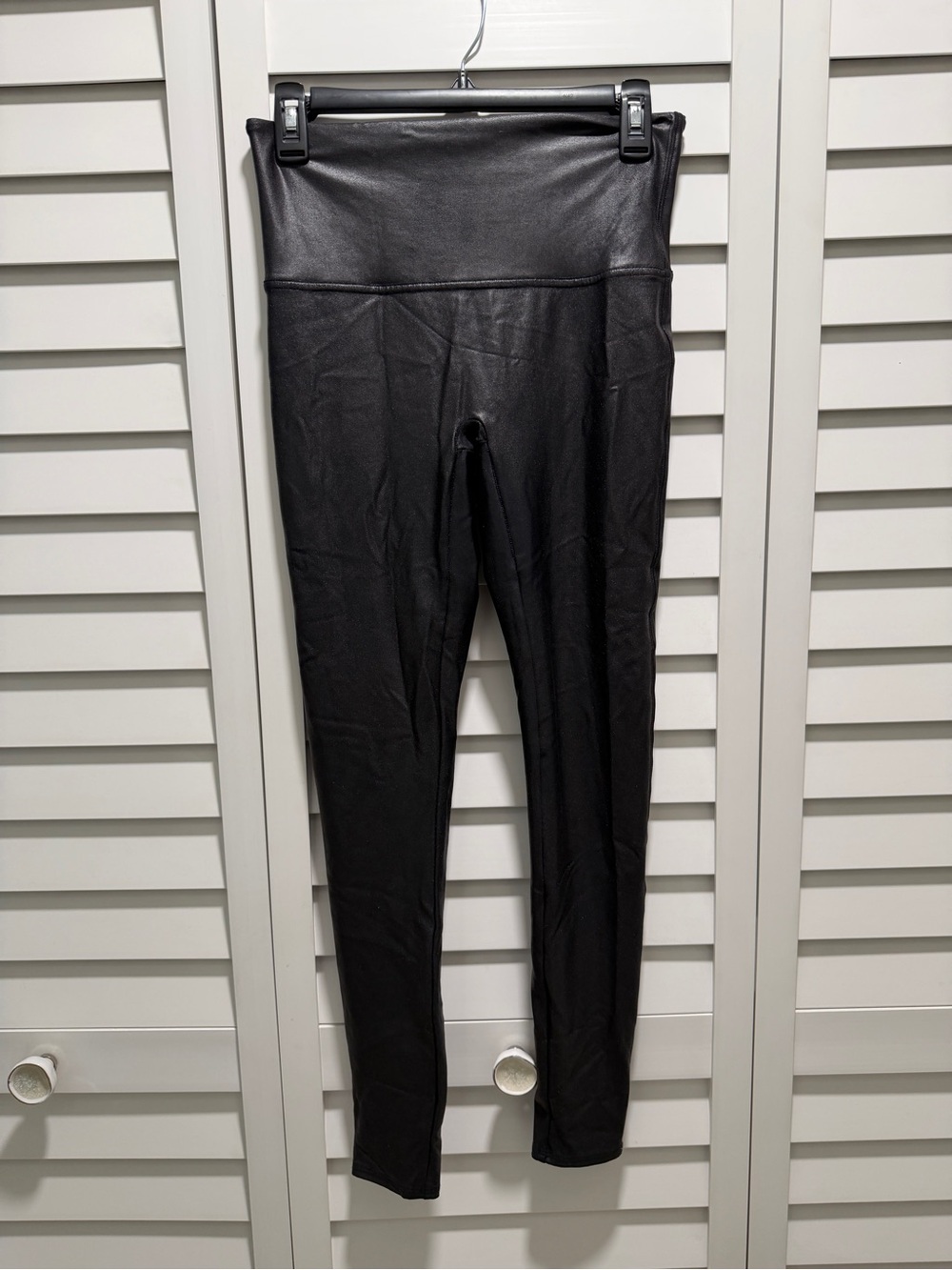 SPANX Black Faux Leather-Look High Waisted Leggings